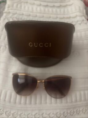 Gucci Gold Frame Brown Gradient Women's Sunglasses